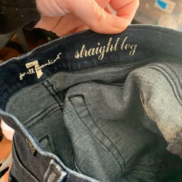7 For All Mankind Dark Wash Straight Leg Jeans - Picture 6 of 7